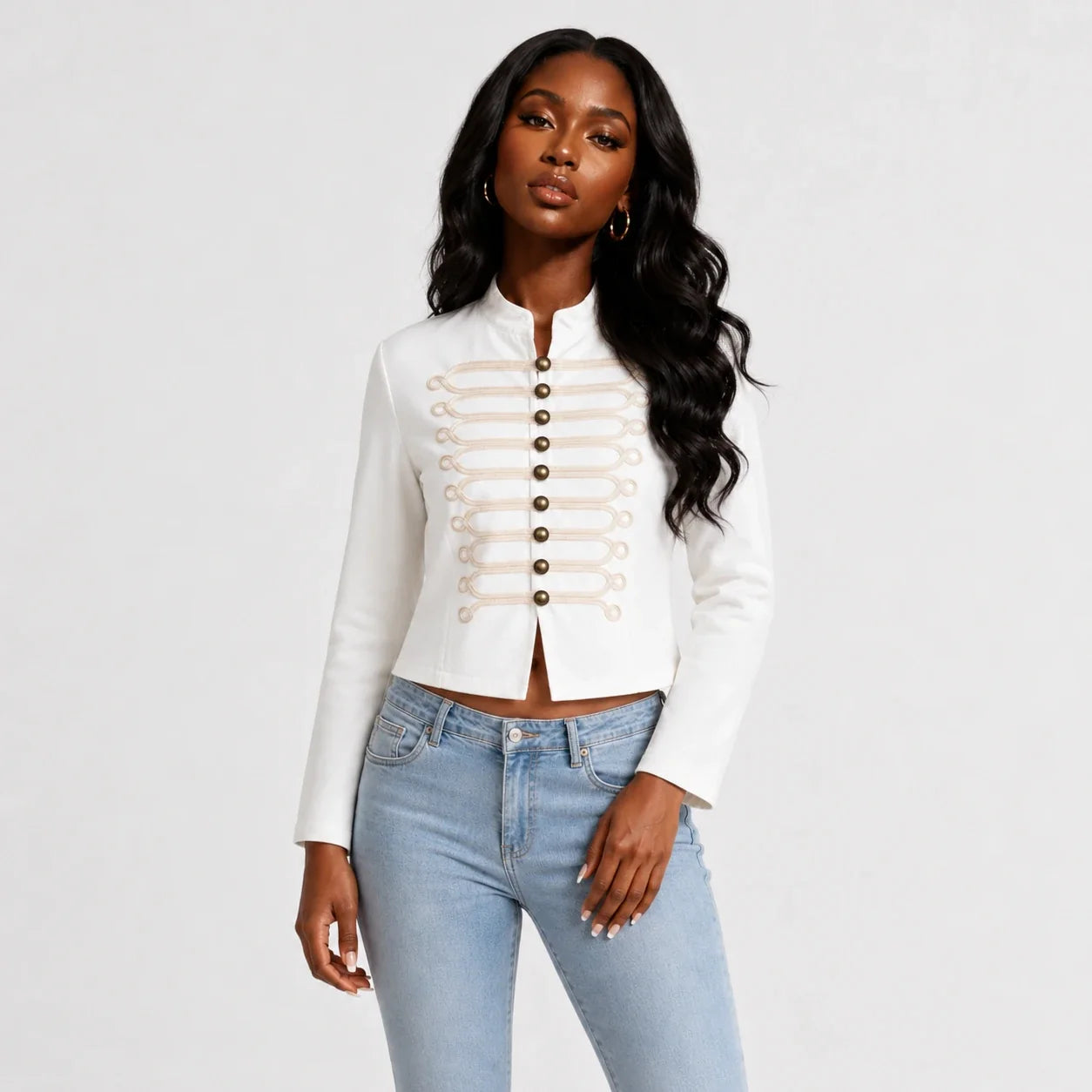 Frog Trim Cropped Jacket WHD0606584