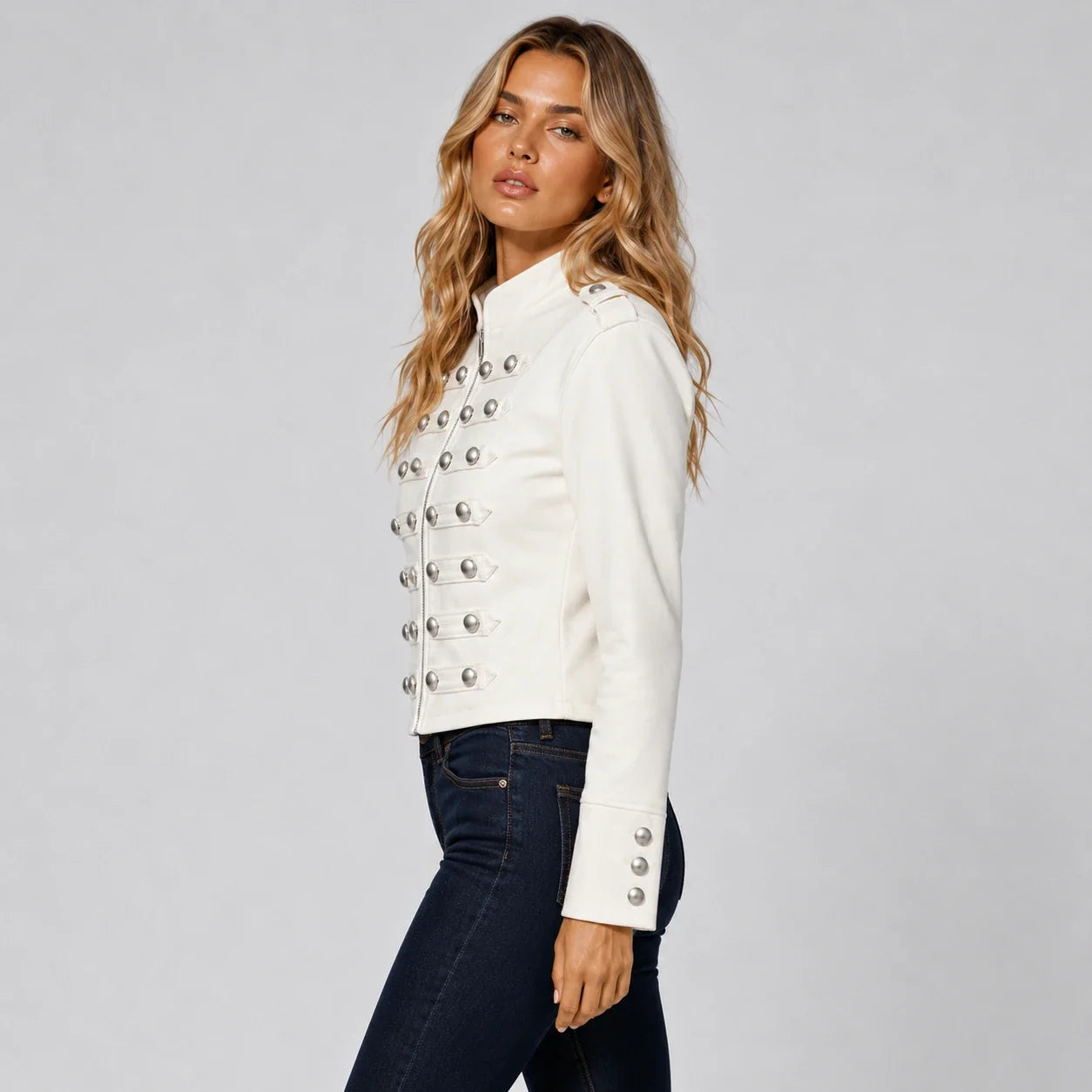 Ivory Military Crop Jacket WHD0606585