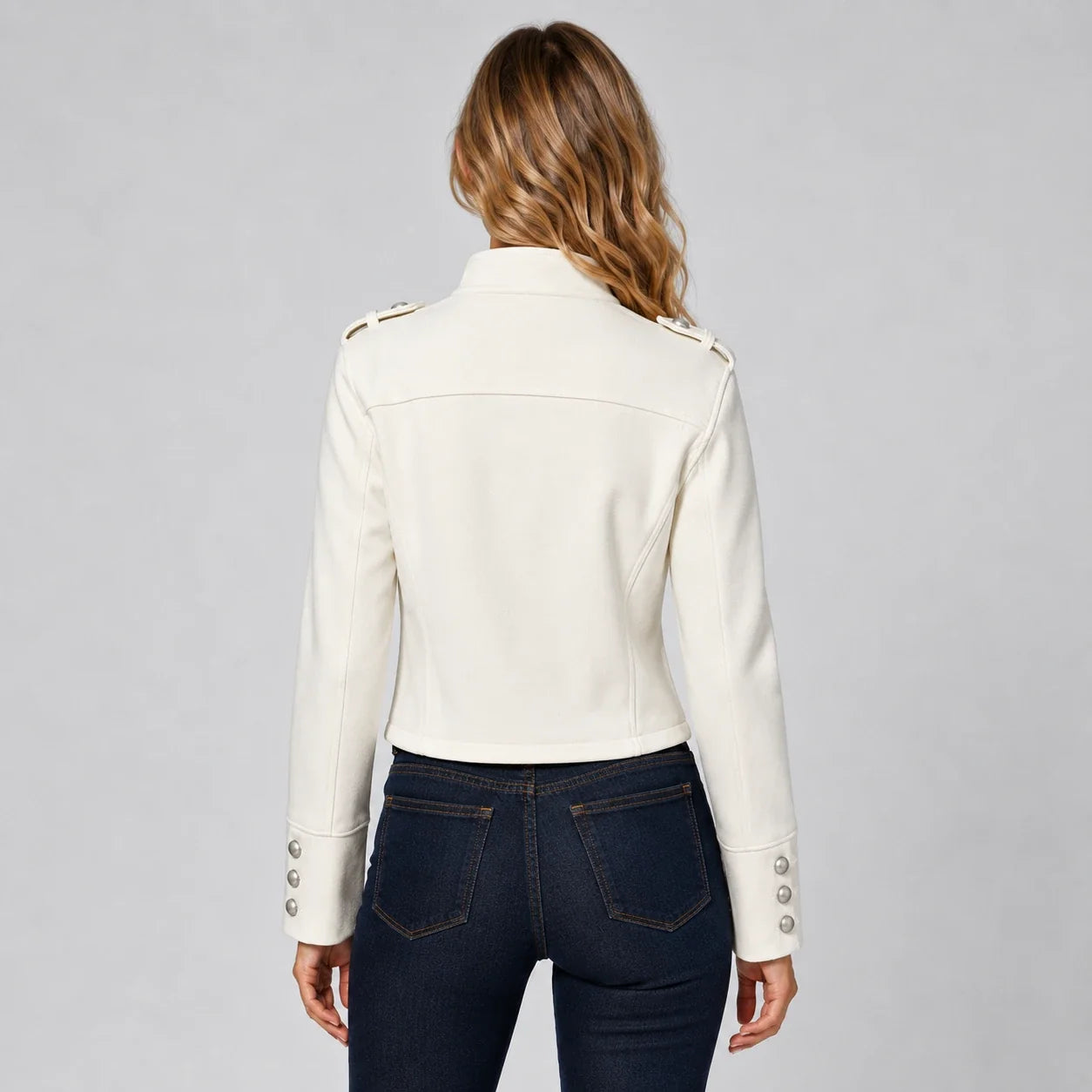 Ivory Military Crop Jacket WHD0606585