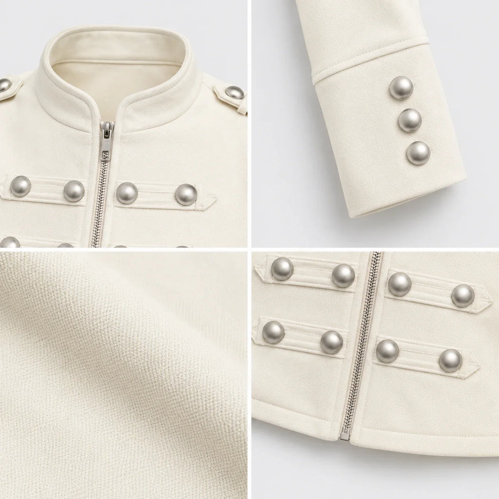 Ivory Military Crop Jacket WHD0606585