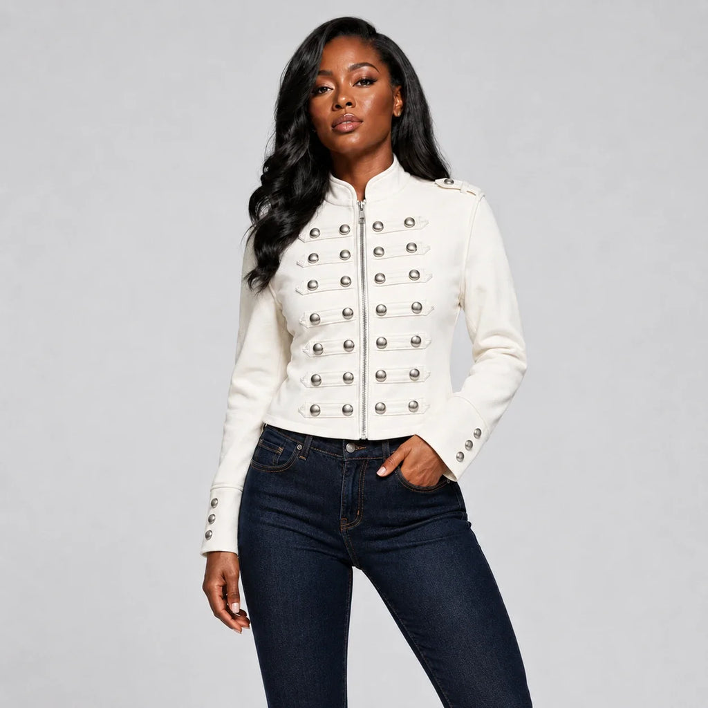 Ivory Military Crop Jacket WHD0606585