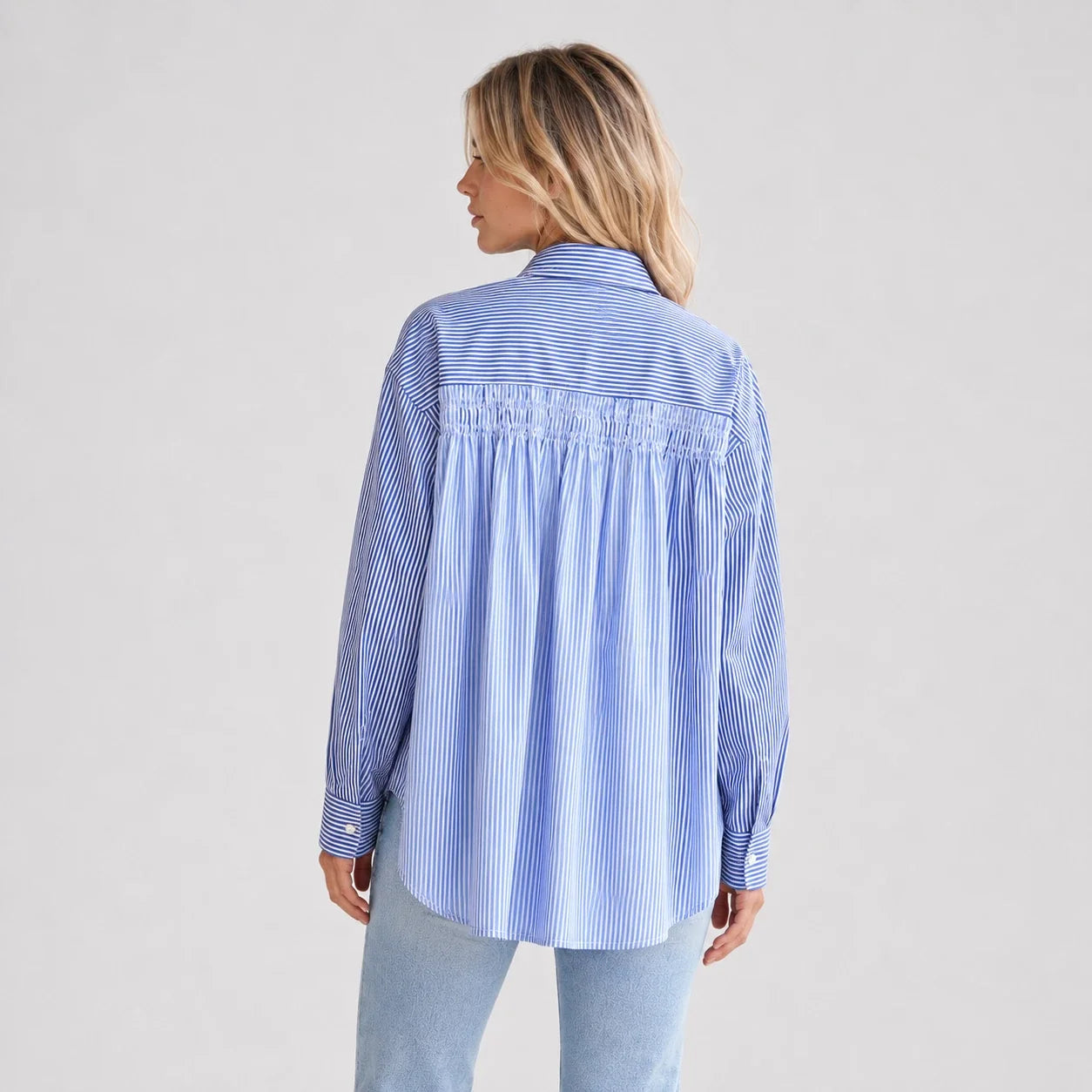 Striped Oversized Button-Up Shirt WHD0606587