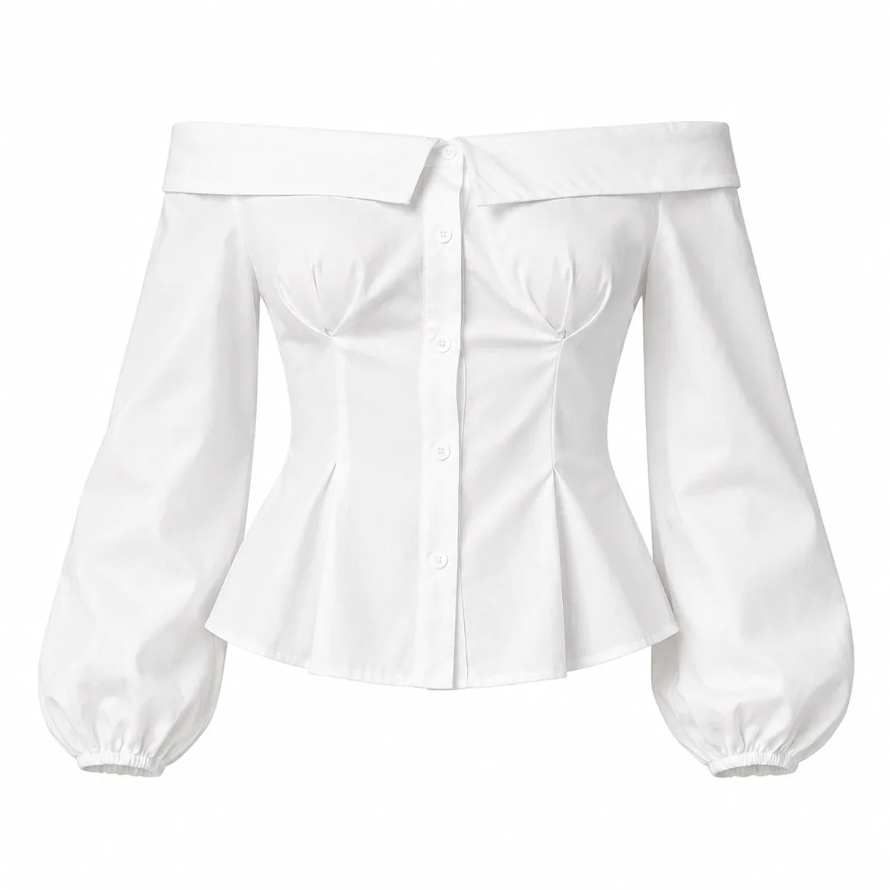 Off-Shoulder Button Blouse WHD0606588