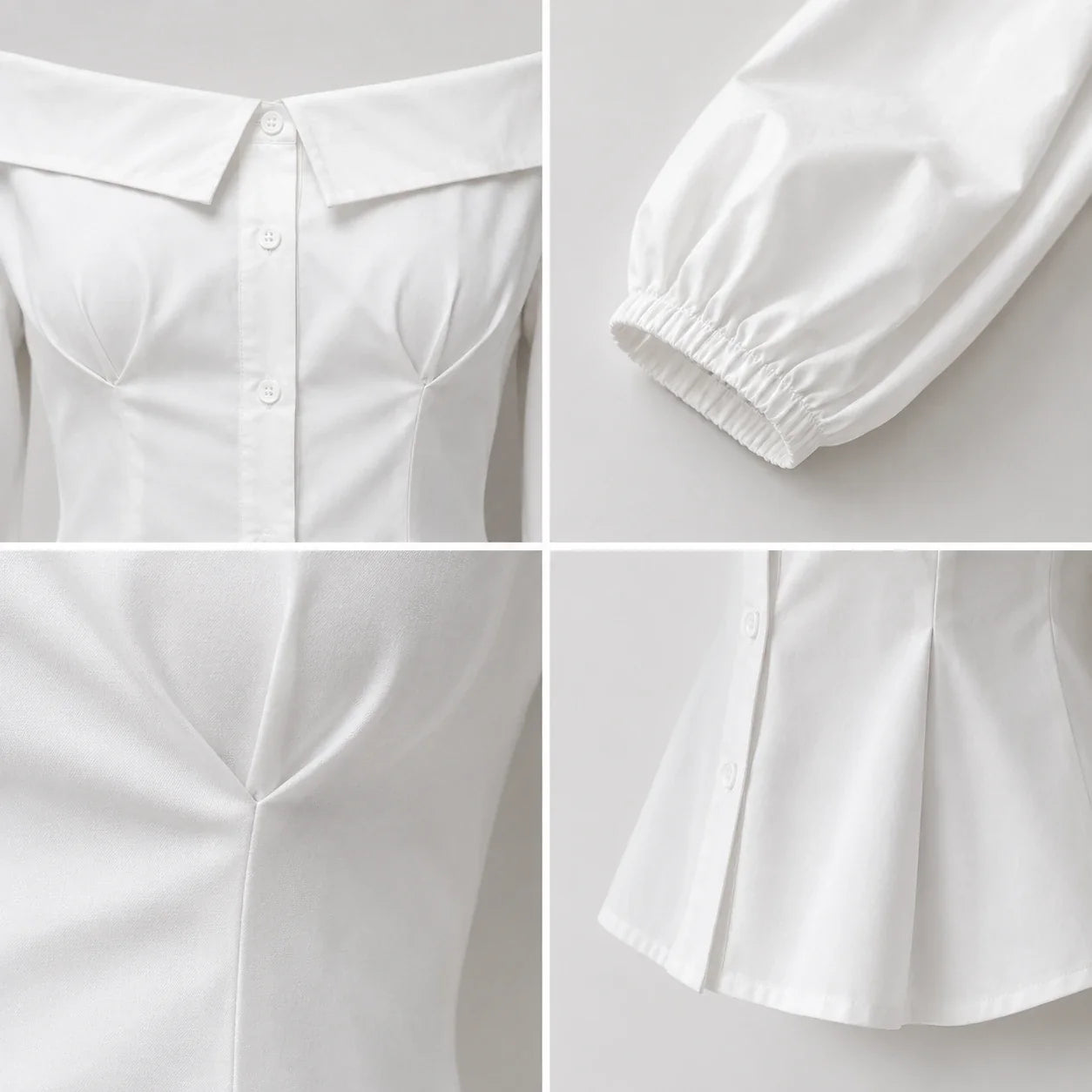 Off-Shoulder Button Blouse WHD0606588