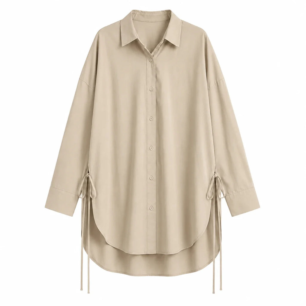 Oversized Side-Tie Button-Up Shirt WHD0606589