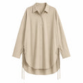 Oversized Side-Tie Button-Up Shirt WHD0606589