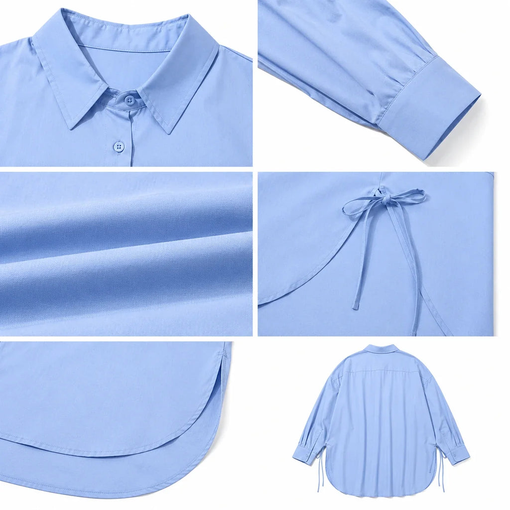Oversized Side-Tie Button-Up Shirt WHD0606589
