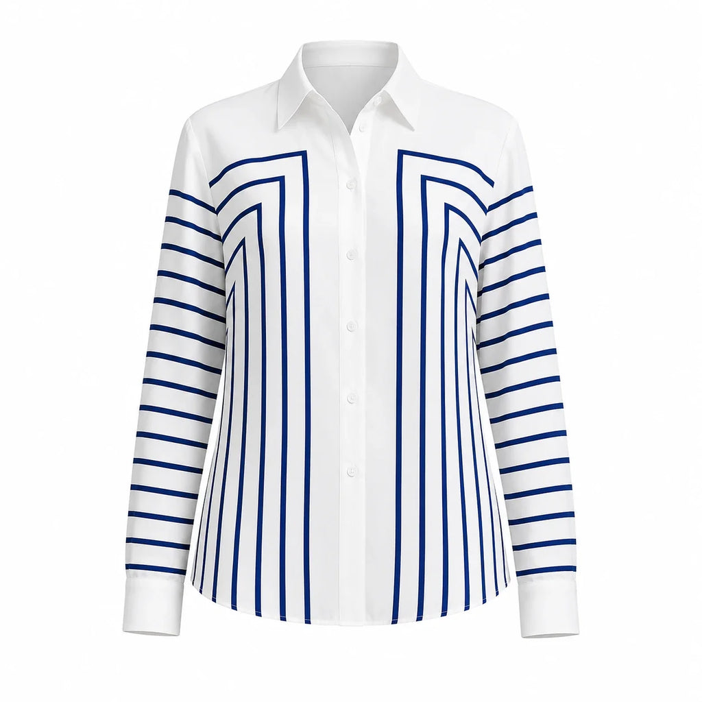 Geometric Stripe Button Shirt WHD0606590