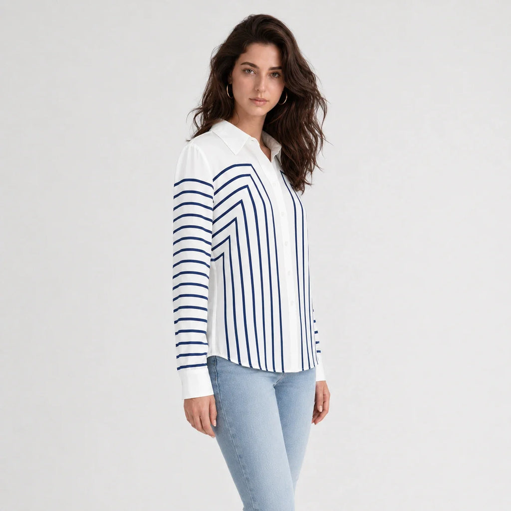 Geometric Stripe Button Shirt WHD0606590