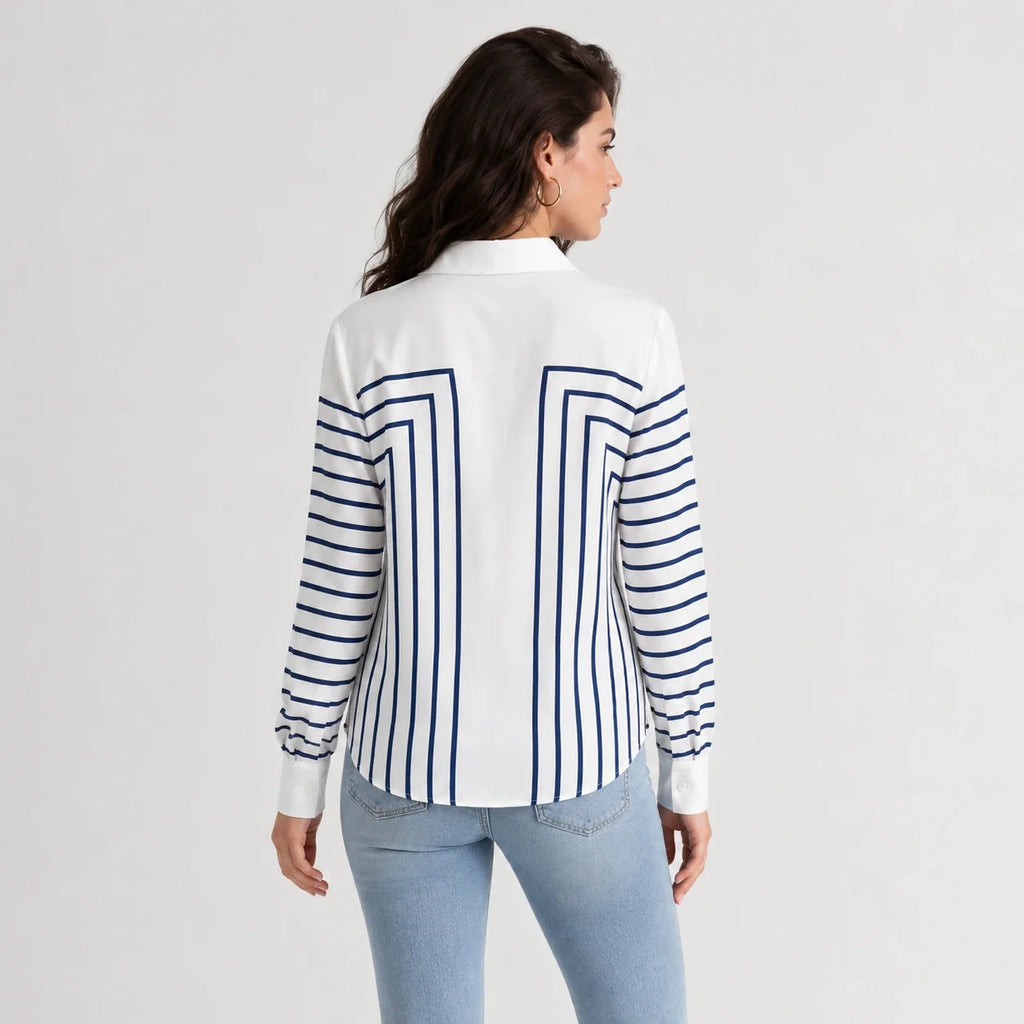 Geometric Stripe Button Shirt WHD0606590