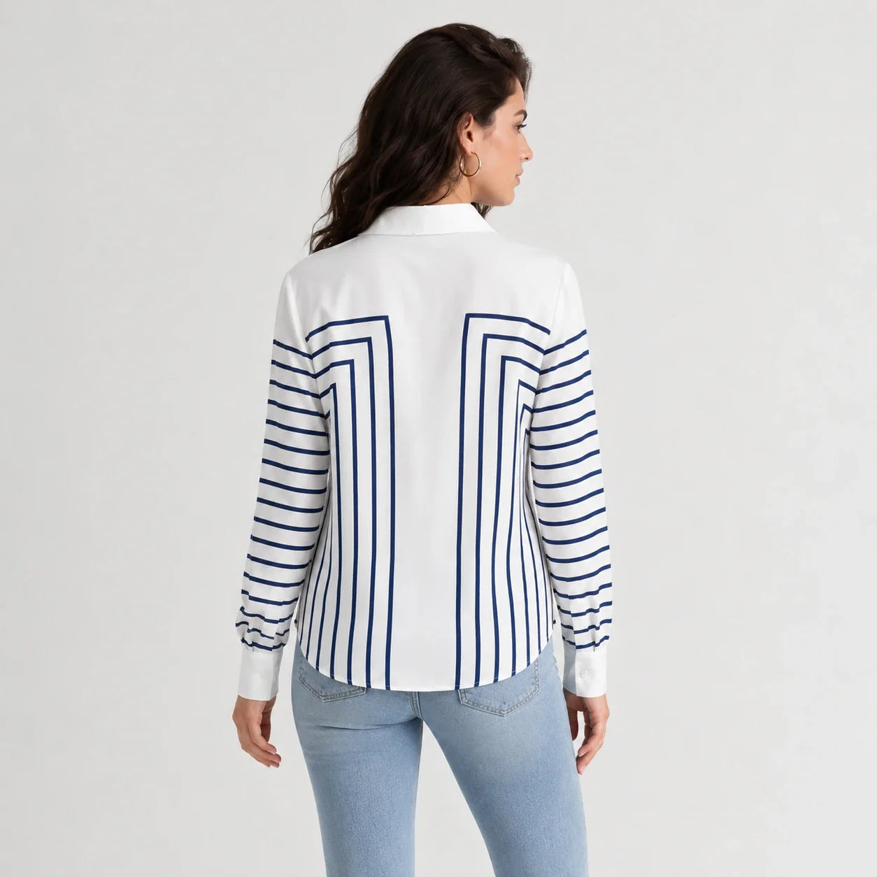 Geometric Stripe Button Shirt WHD0606590