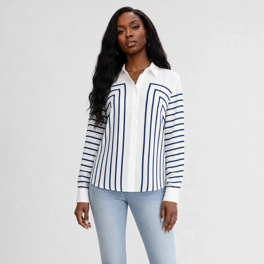 Geometric Stripe Button Shirt WHD0606590