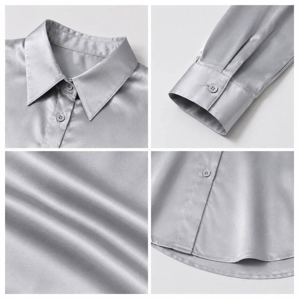 Satin Button-Up Shirt WHD0606592