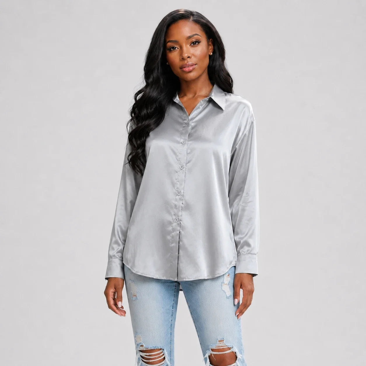Satin Button-Up Shirt WHD0606592