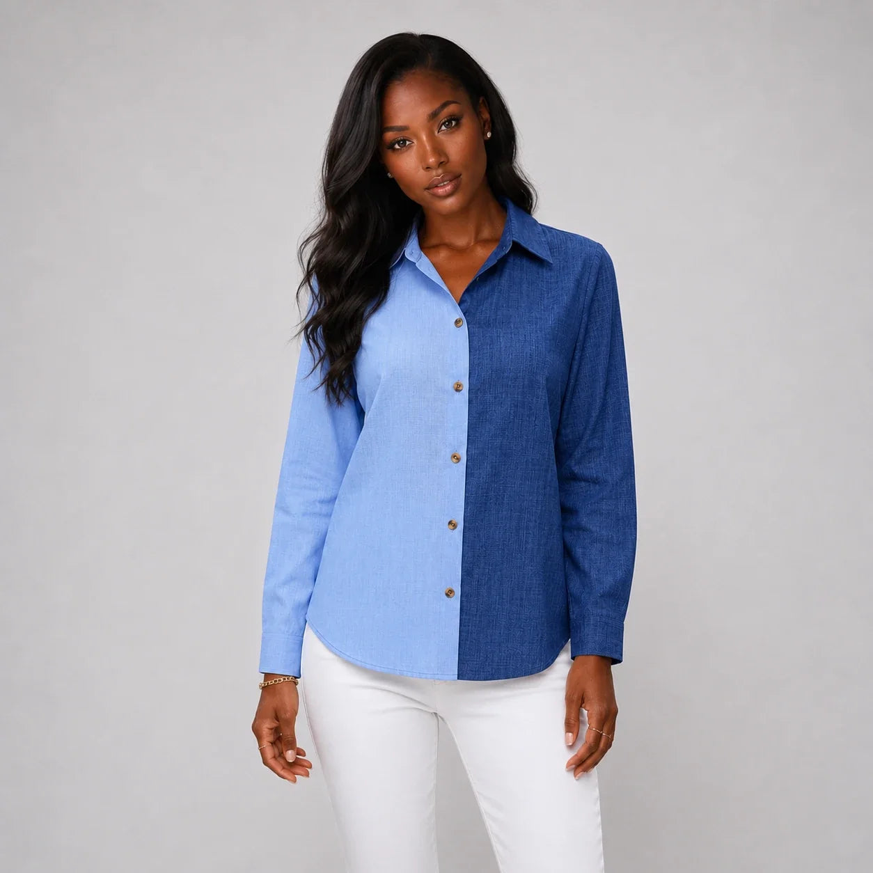 Color Block Button Shirt WHD0606593
