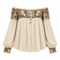 Boho Off-Shoulder Printed Blouse WHD0606594