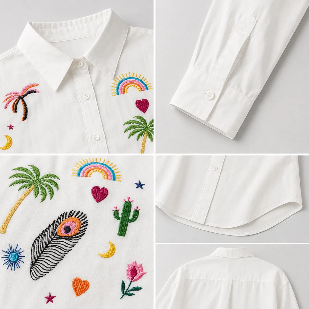 Embroidered Button Front Shirt WHD0606595