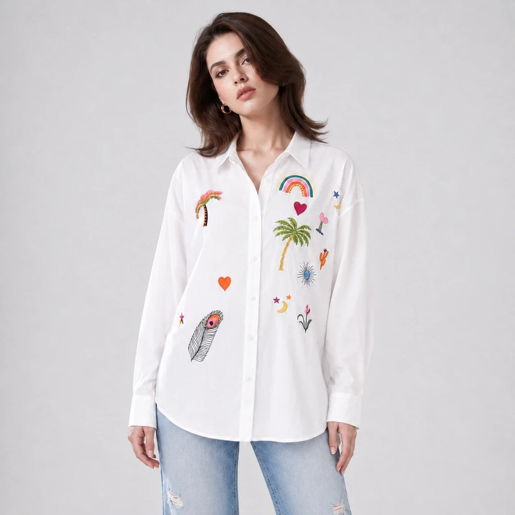 Embroidered Button Front Shirt WHD0606595
