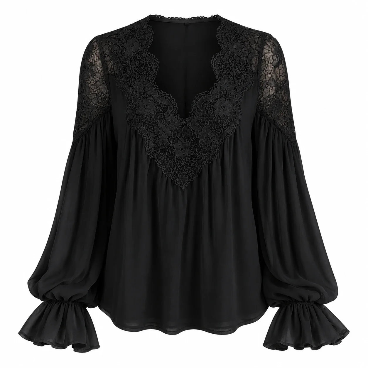 Lace V-Neck Blouse WHD0606596