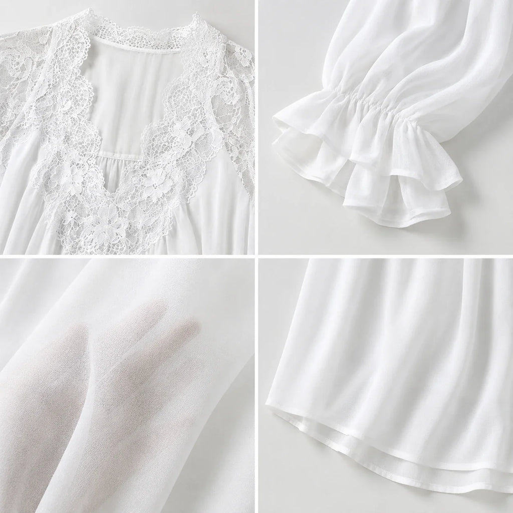 Lace V-Neck Blouse WHD0606596