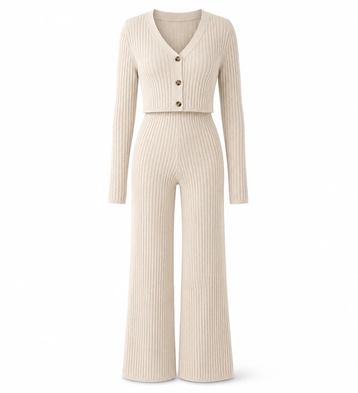 Ribbed Knit Wide Leg Set WHD0606597