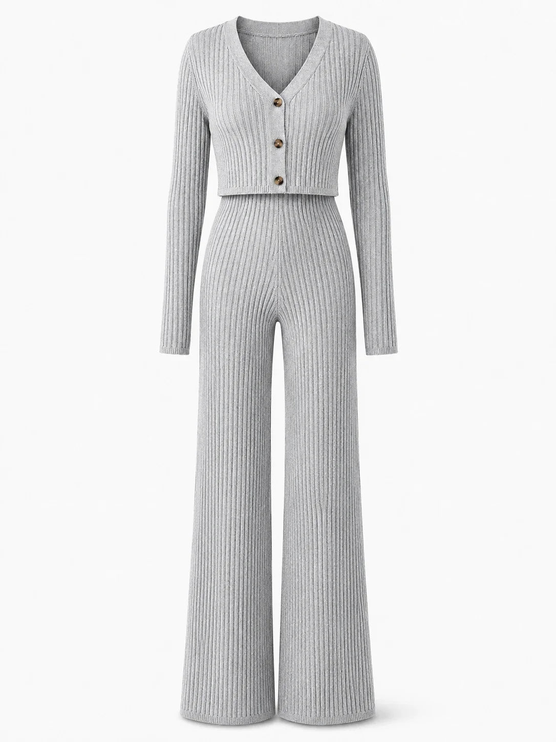 Ribbed Knit Wide Leg Set WHD0606597