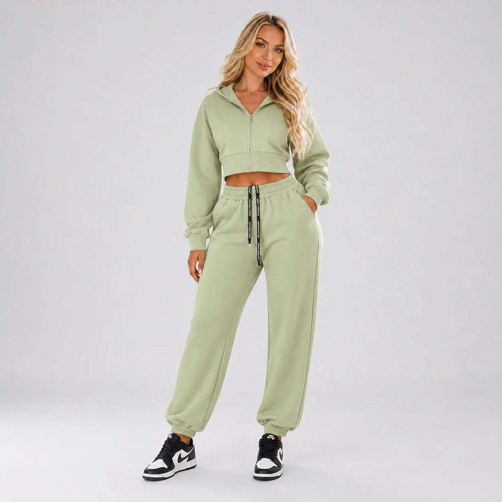 Cropped Hoodie Jogger Set WHD0606598