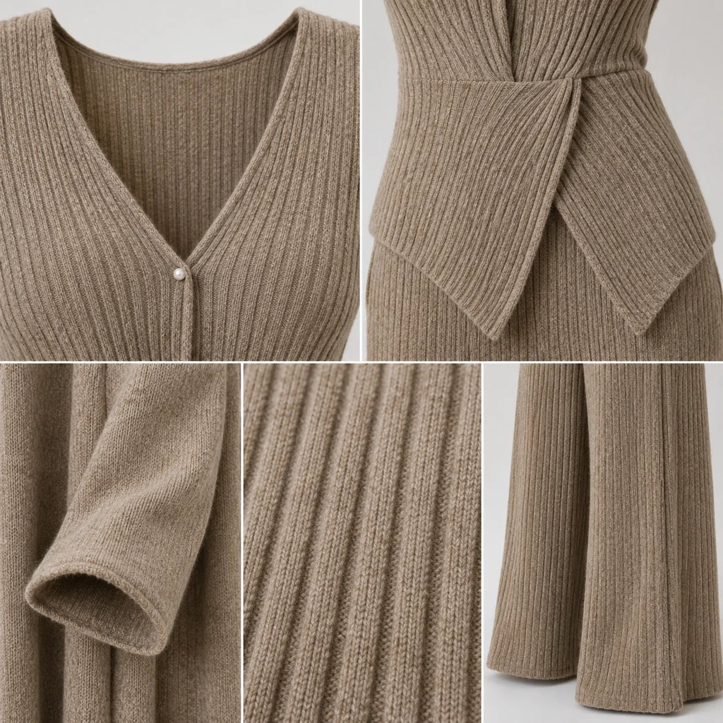 Ribbed Knit Three Piece Set WHD0606599