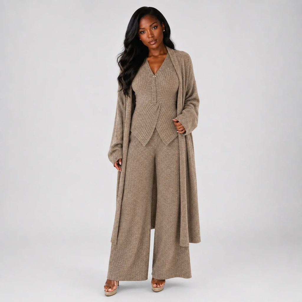 Ribbed Knit Three Piece Set WHD0606599