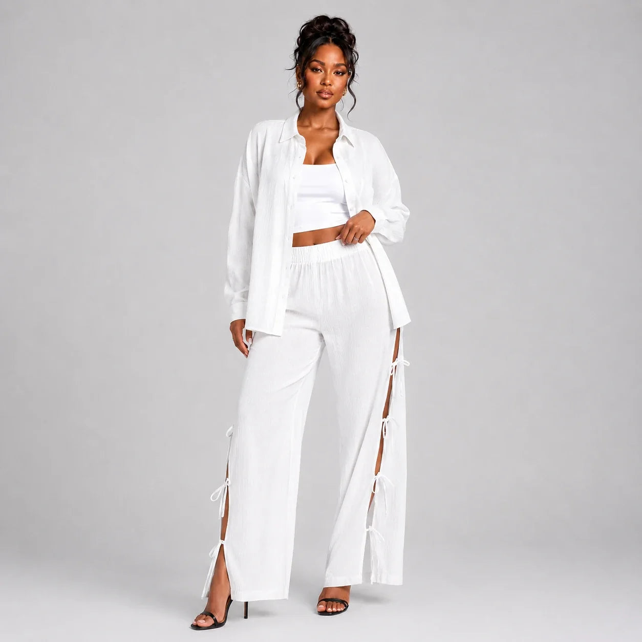 Side Tie Resort Shirt Set WHD0606600