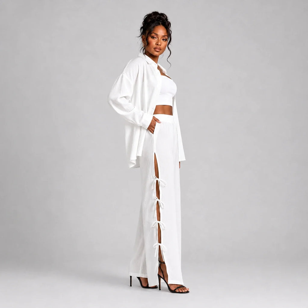 Side Tie Resort Shirt Set WHD0606600