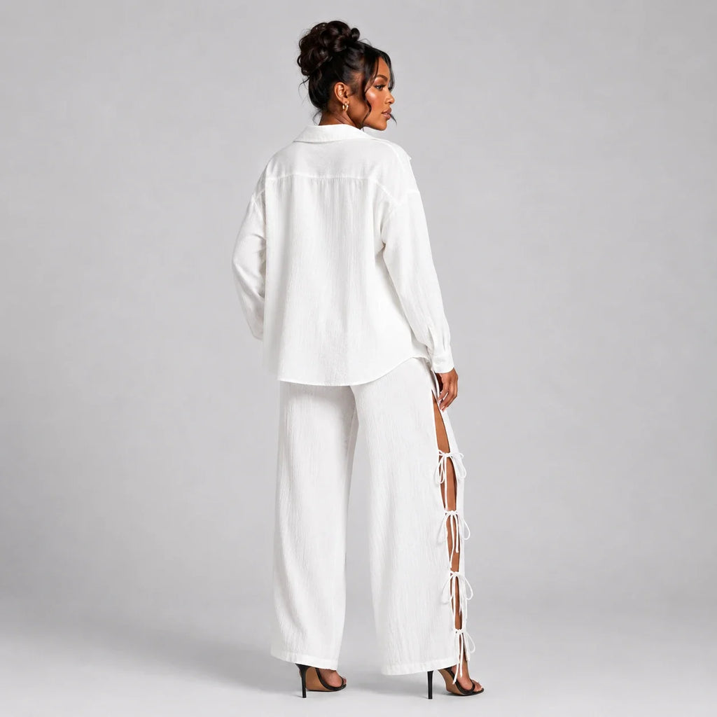 Side Tie Resort Shirt Set WHD0606600
