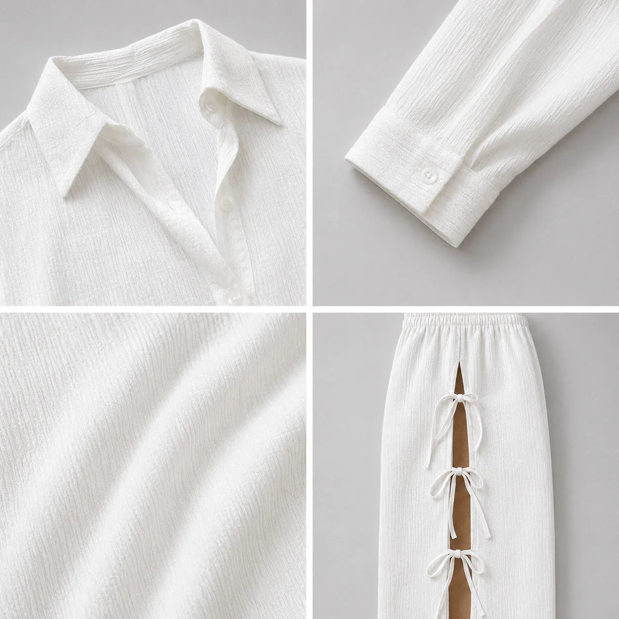 Side Tie Resort Shirt Set WHD0606600