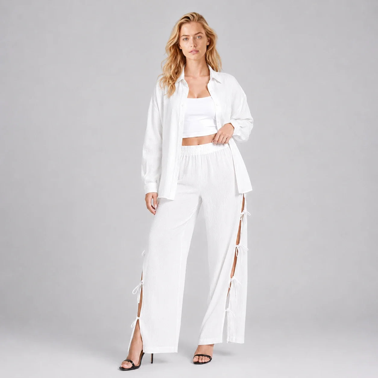 Side Tie Resort Shirt Set WHD0606600