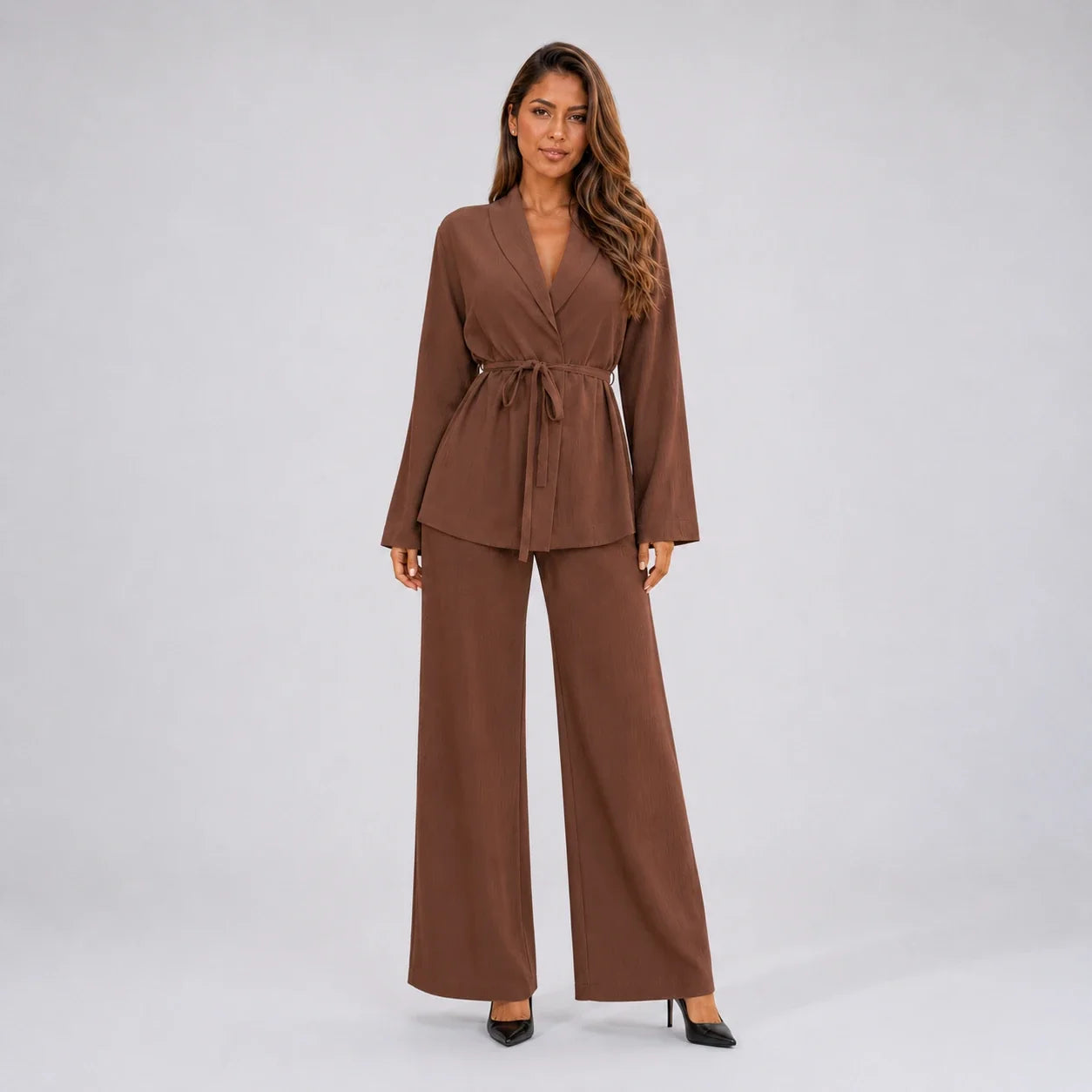 Tie-Waist Wide Leg Set WHD0606601