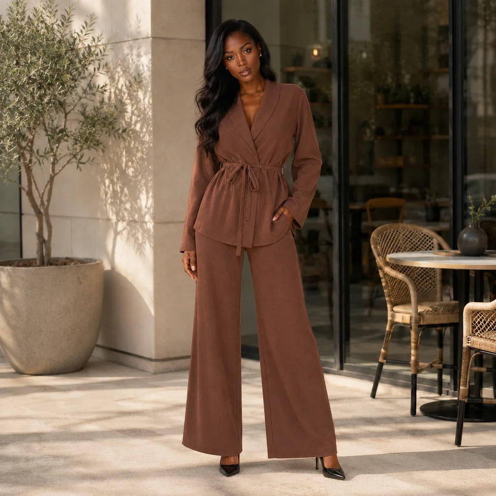 Tie-Waist Wide Leg Set WHD0606601