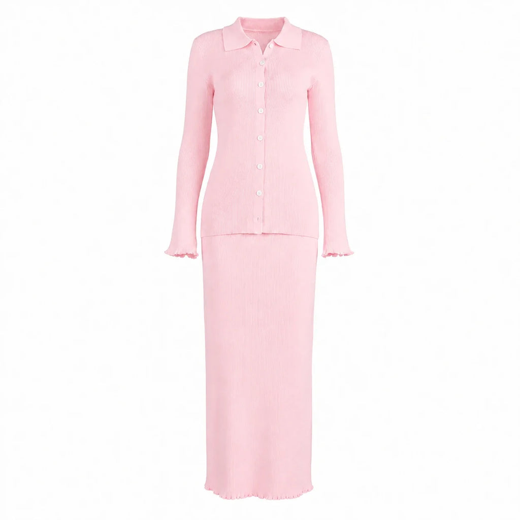 Ribbed Knit Skirt Set WHD0606603