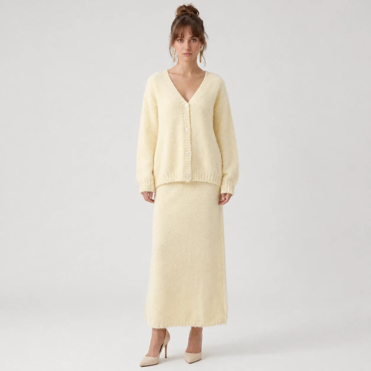 Fuzzy Knit Skirt Set WHD0606605