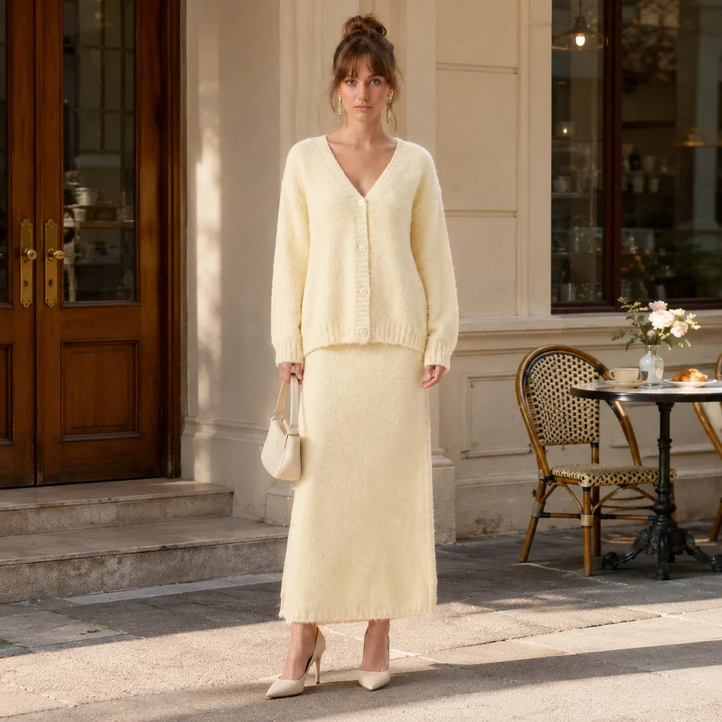 Fuzzy Knit Skirt Set WHD0606605