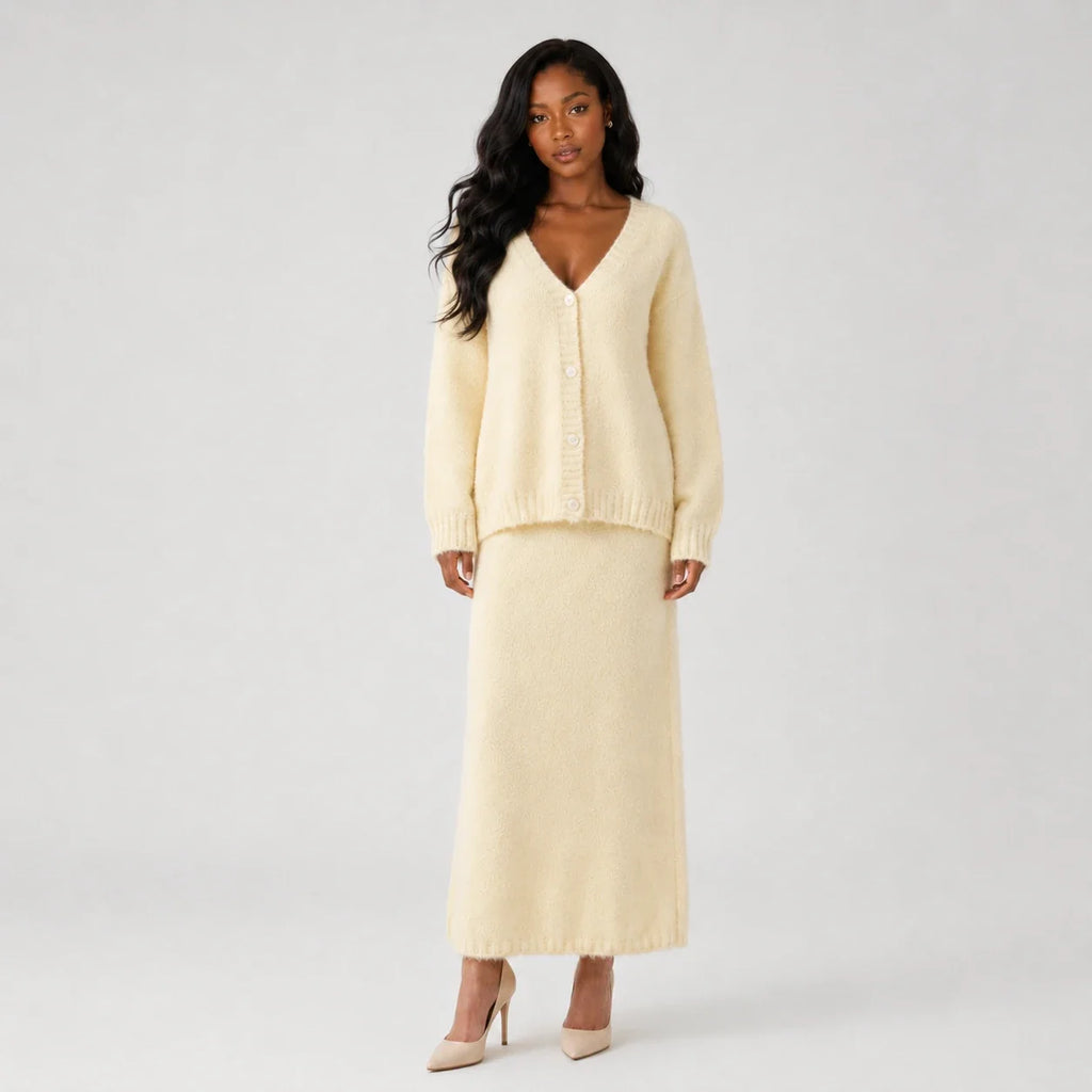 Fuzzy Knit Skirt Set WHD0606605
