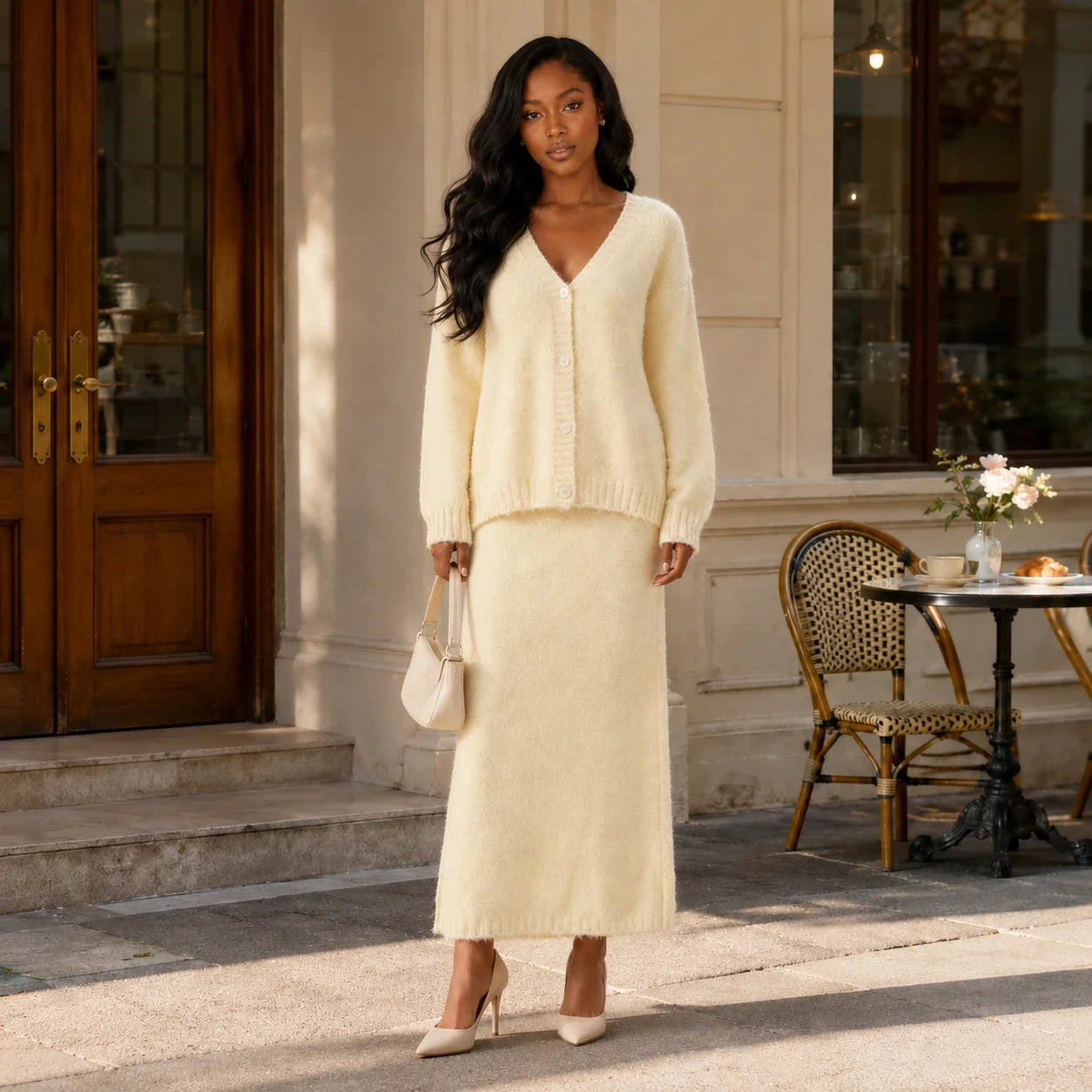 Fuzzy Knit Skirt Set WHD0606605