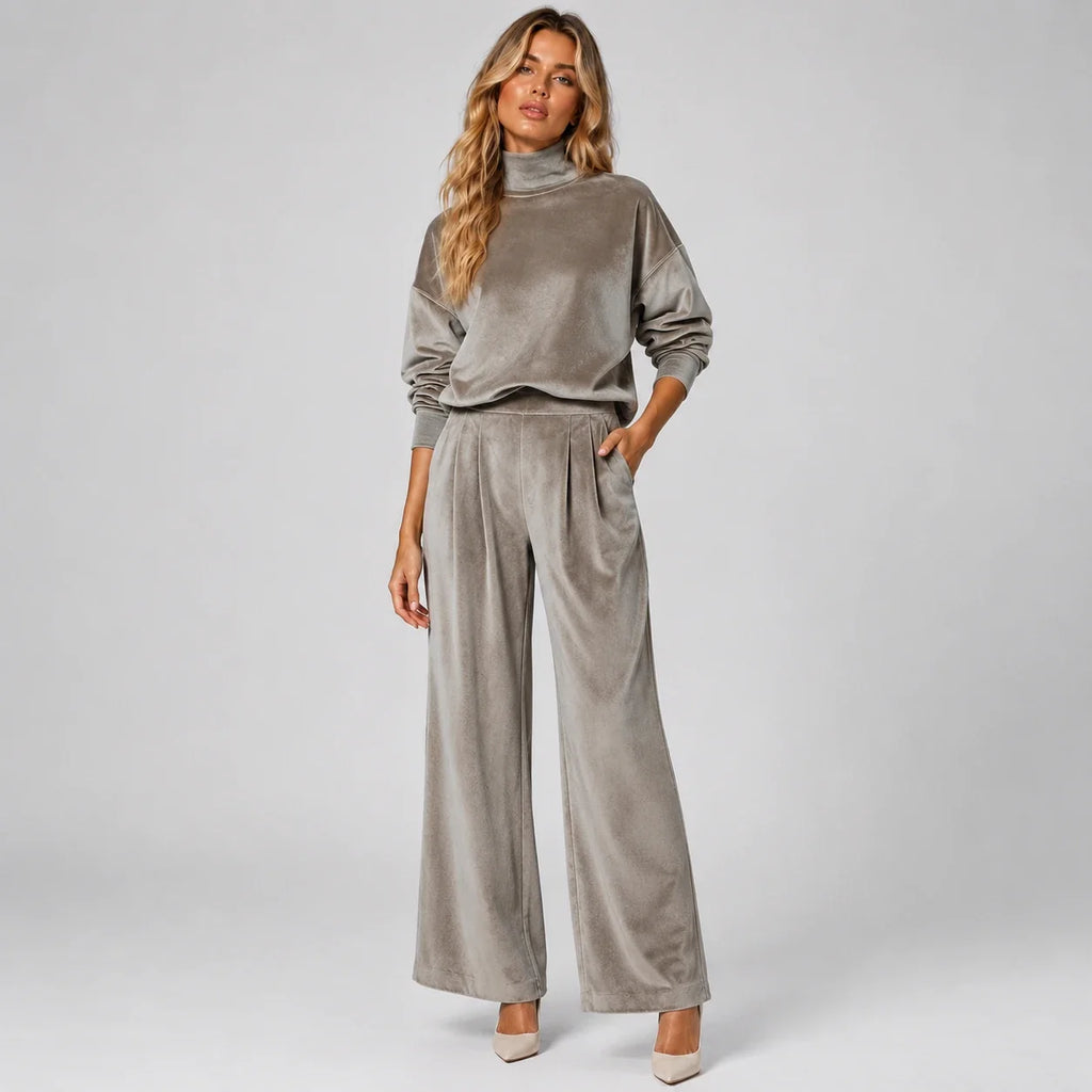 Mock Neck Wide Leg Set WHD0606606