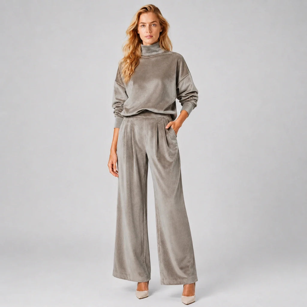 Mock Neck Wide Leg Set WHD0606606