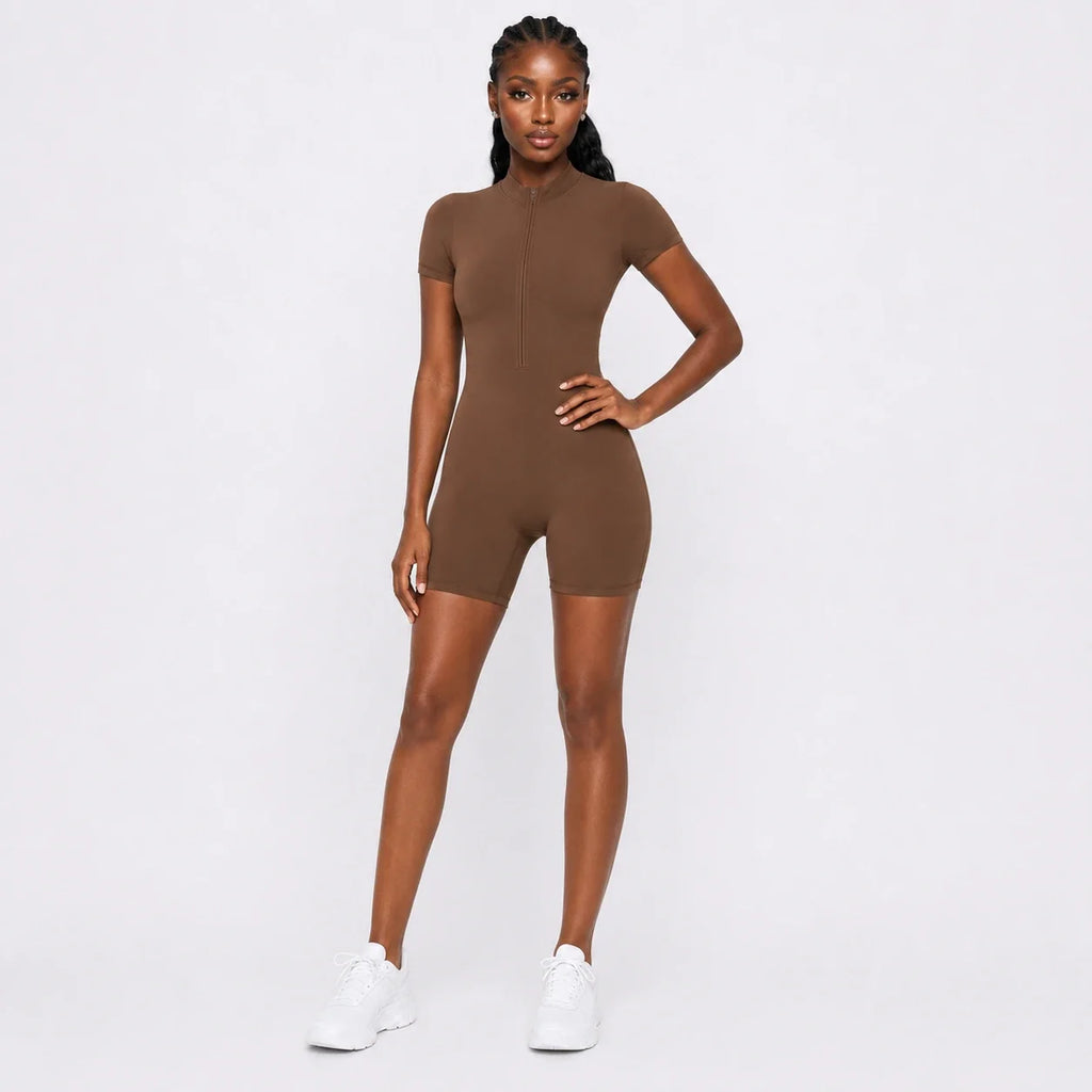 Short Sleeve Zip Romper WHD0606619