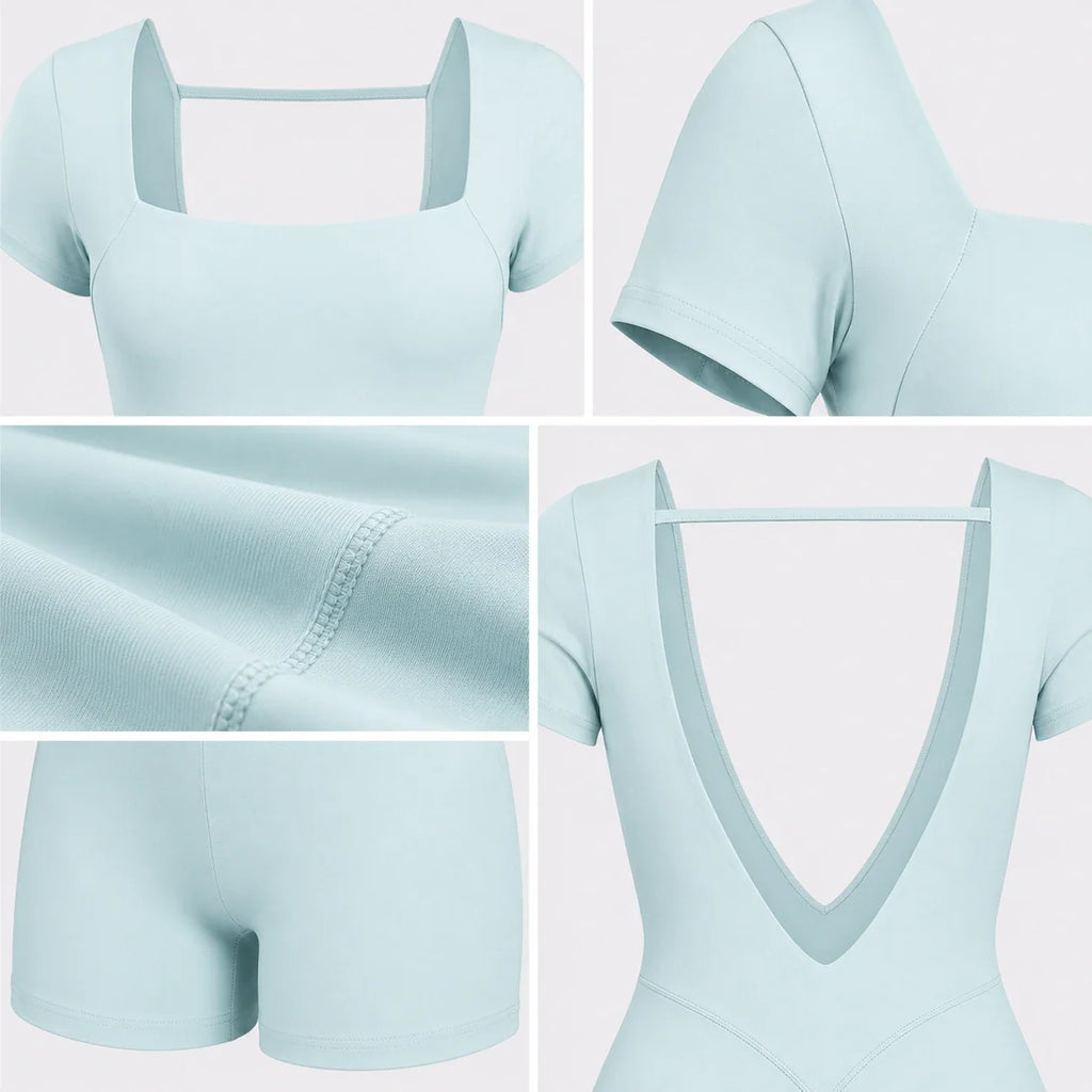 Open Back Short Sleeve Romper WHD0606622