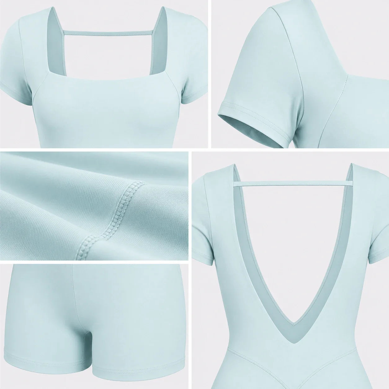 Open Back Short Sleeve Romper WHD0606622