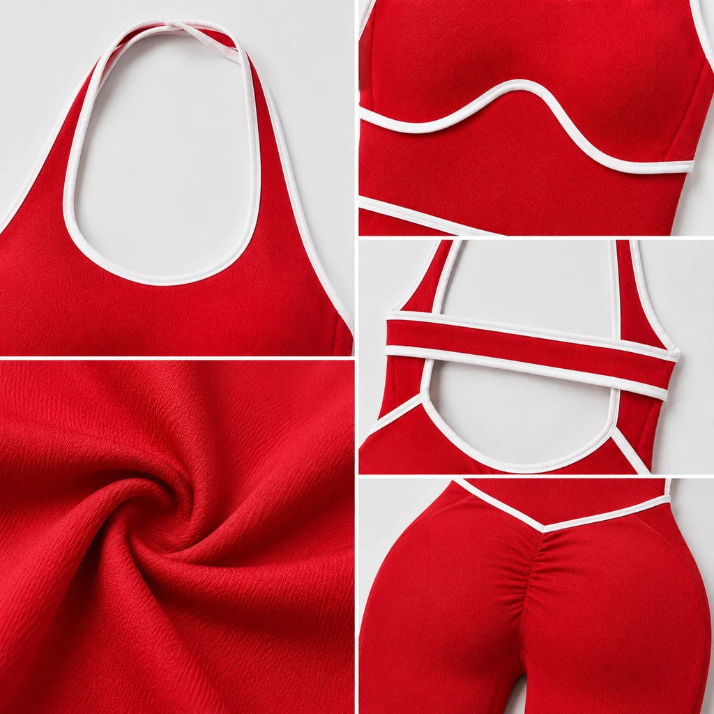 Contrast Trim Backless Active Jumpsuit WHD0606629