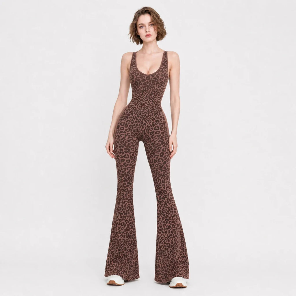Leopard Print Flare Jumpsuit WHD0606630
