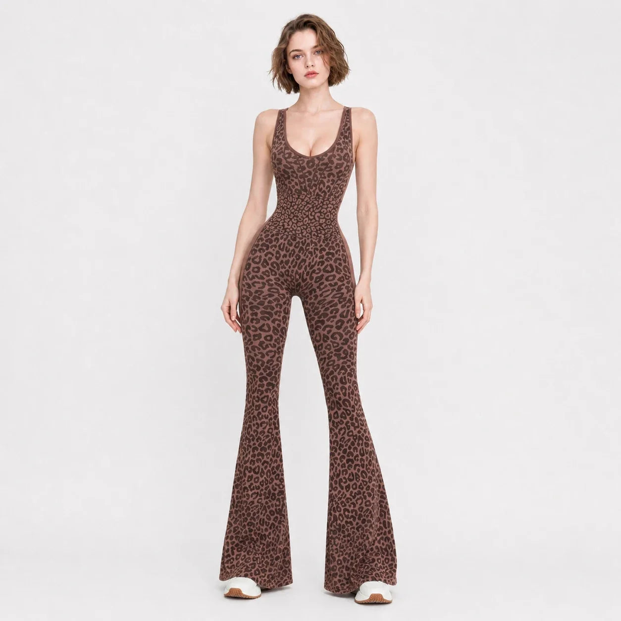 Leopard Print Flare Jumpsuit WHD0606630