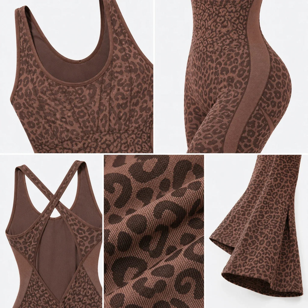 Leopard Print Flare Jumpsuit WHD0606630